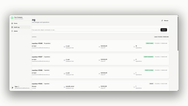 Audit log dashboard