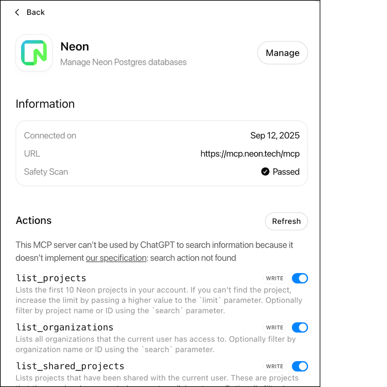 ChatGPT with OptiTech MCP tools enabled