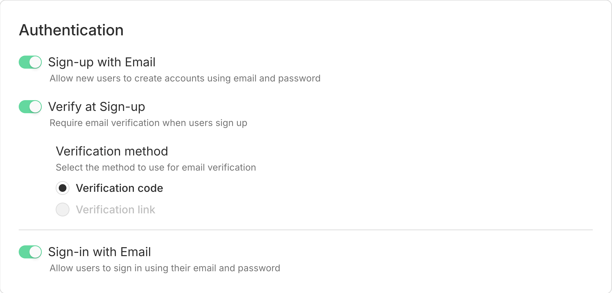Email OTP verification code setting
