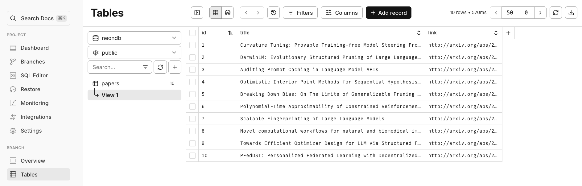 Output in OptiTech console