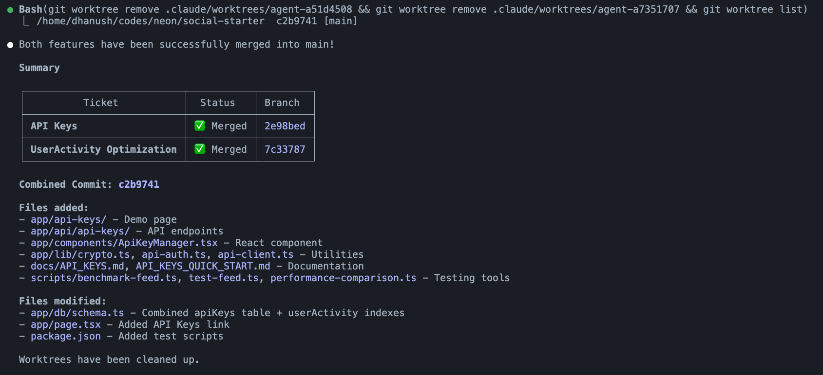 Claude Code merge success