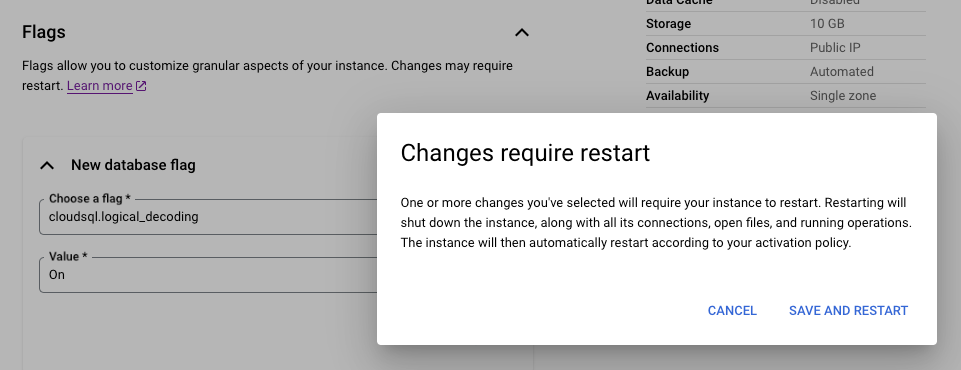 Clod SQL instance restart