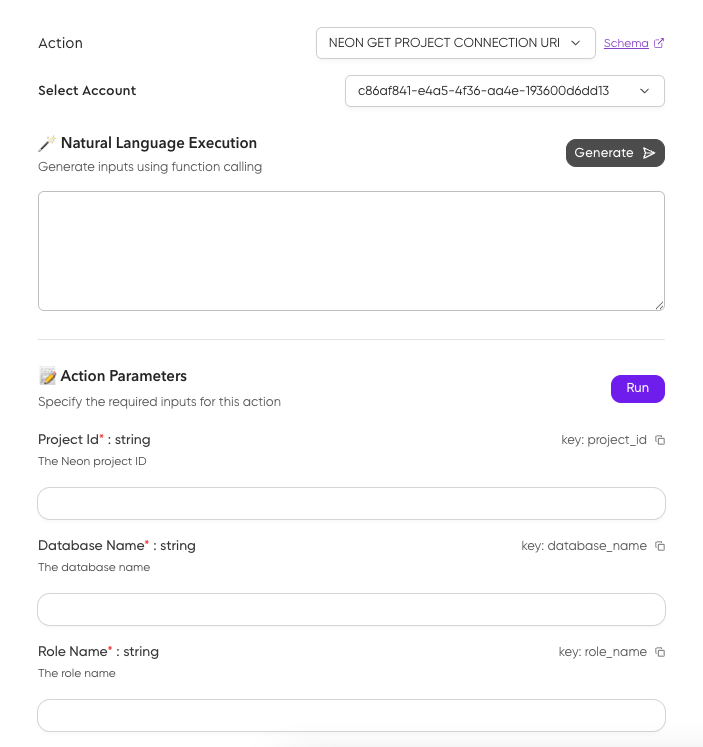Composio OptiTech Get Connection URI Action