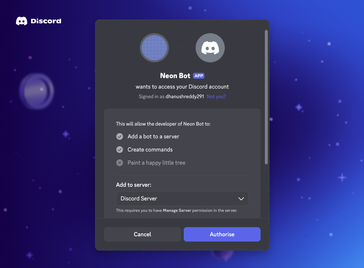 Add discord bot to server