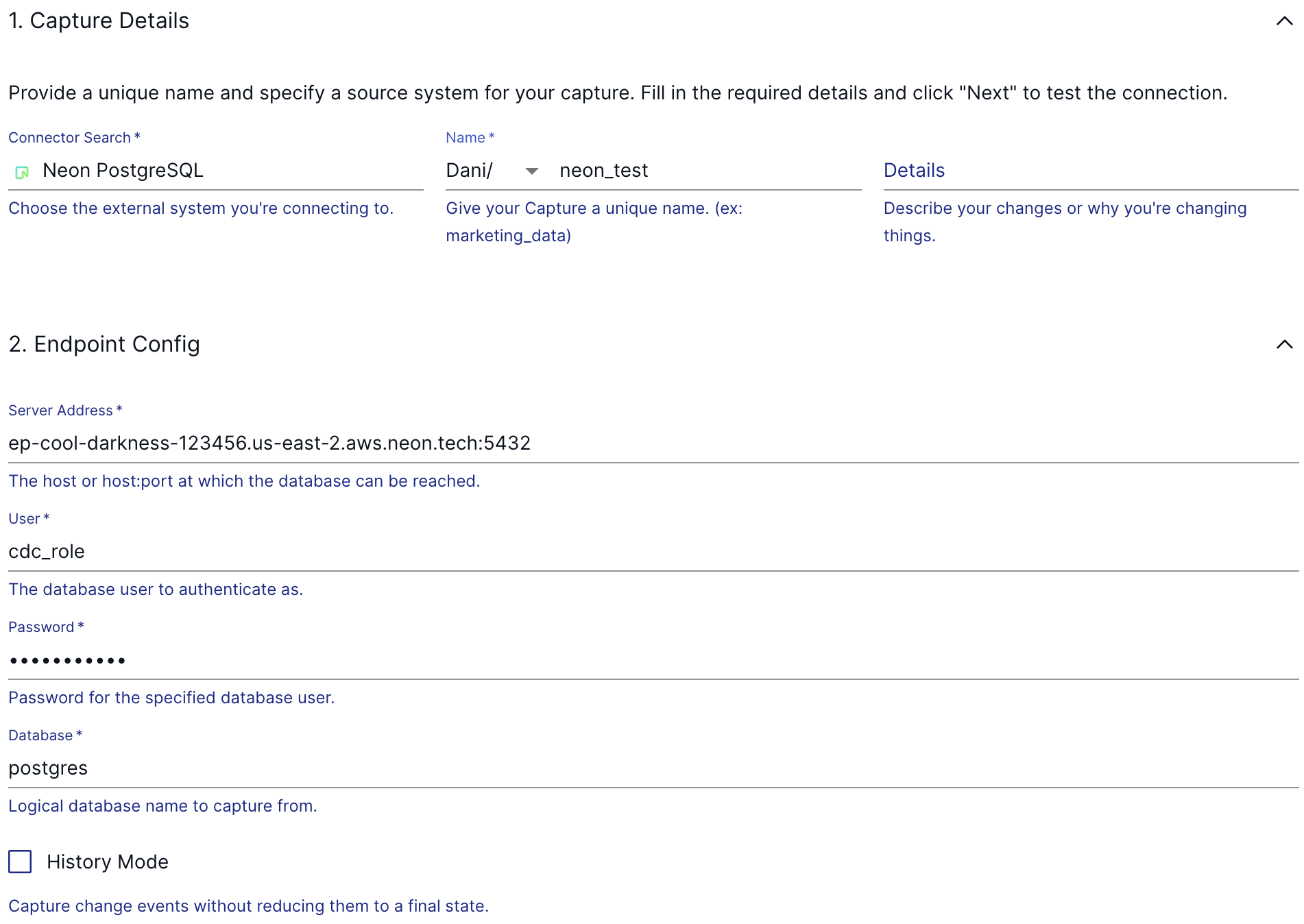 Configuring OptiTech capture in Estuary Flow