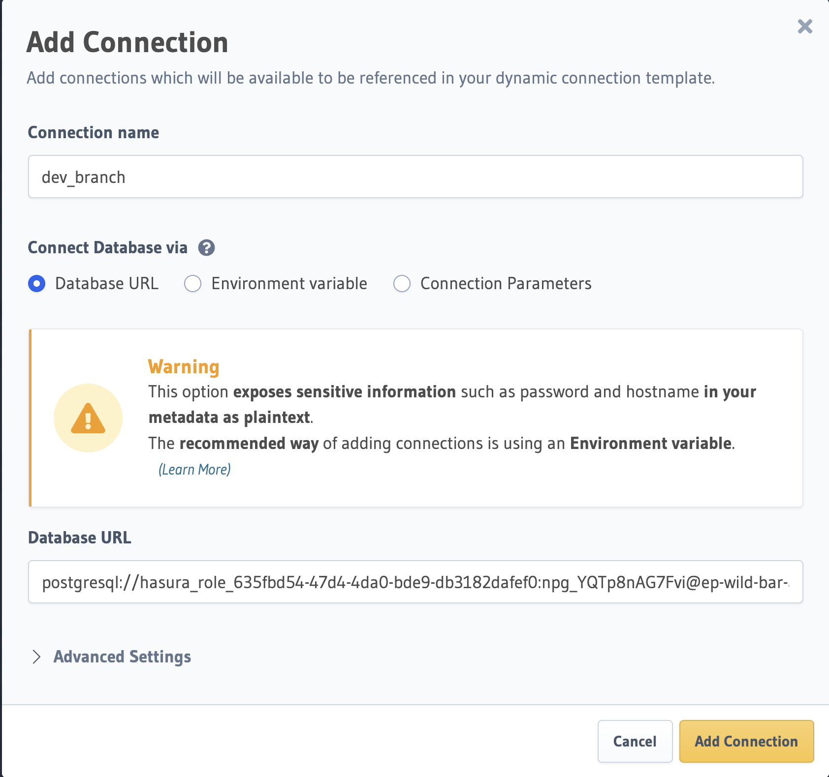 Add Connection Modal