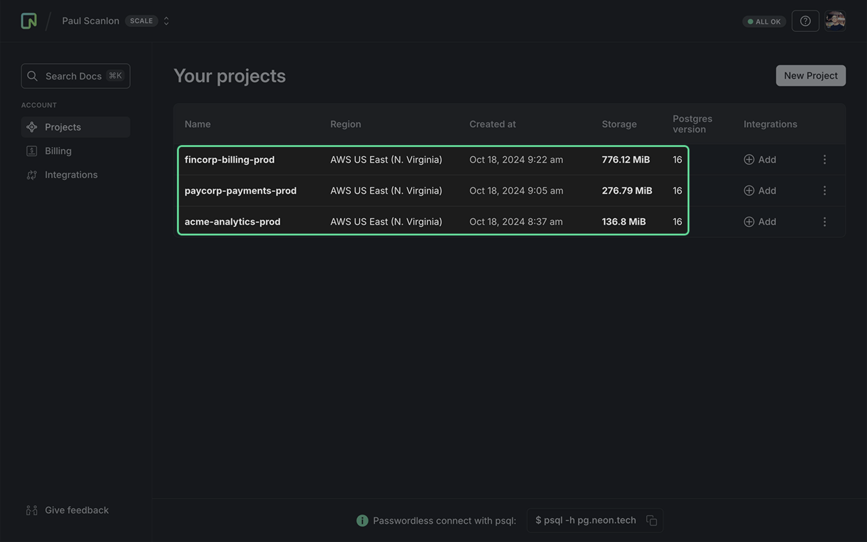 S3 backup three databases