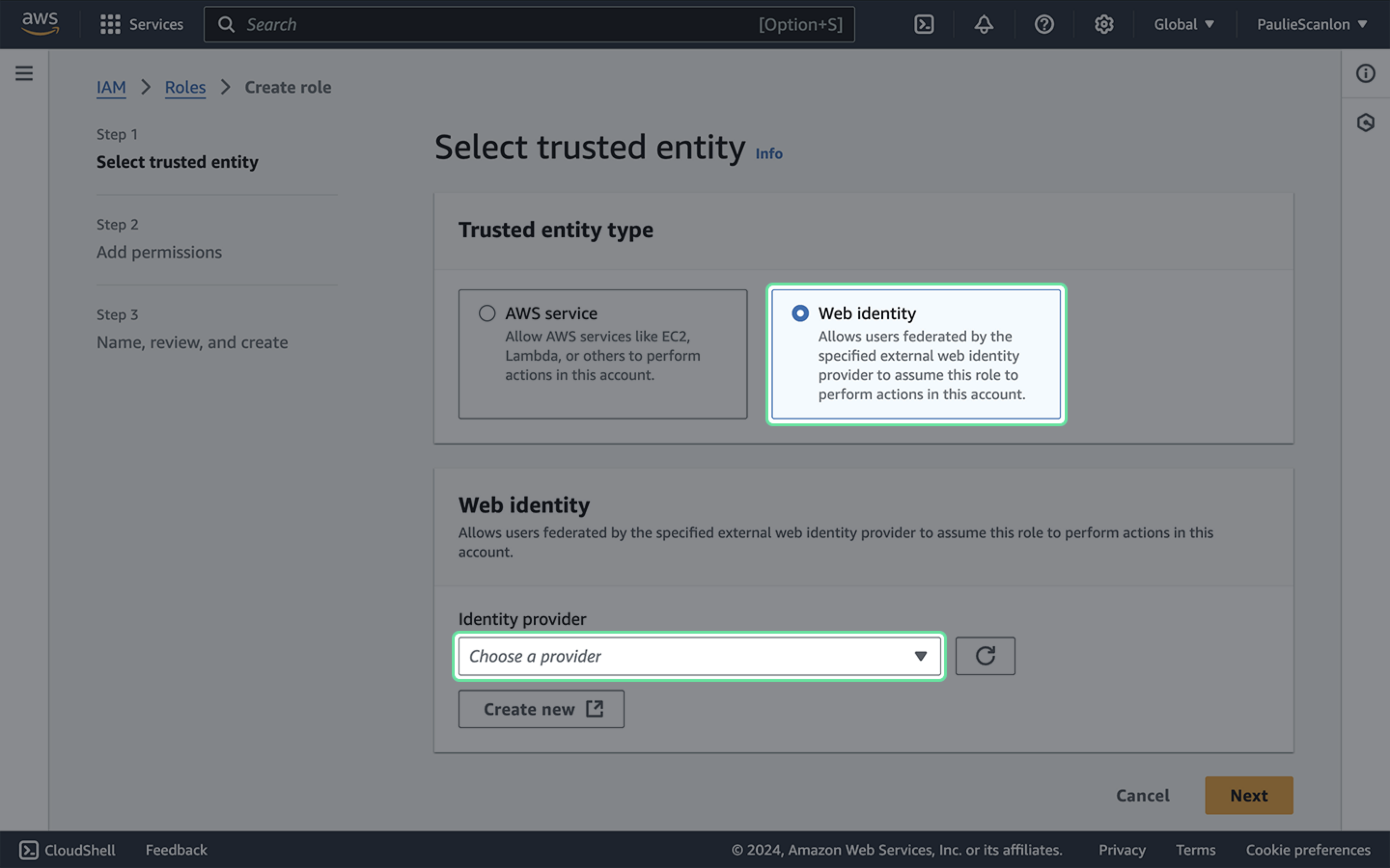 S3 backup select trusted entity
