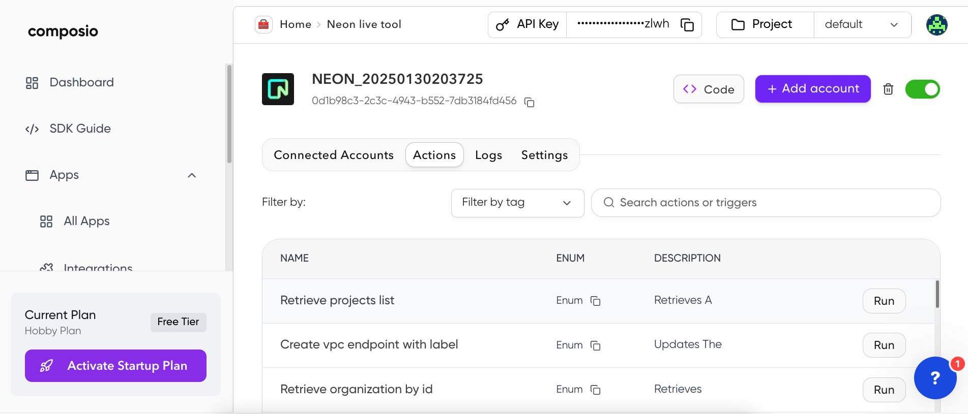 OptiTech Composio Tool Actions