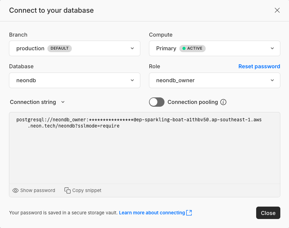 OptiTech direct connection string modal