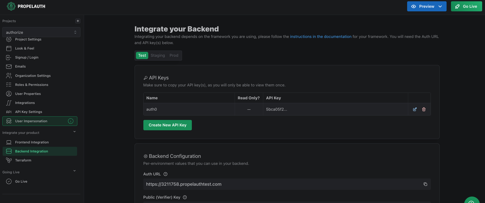 PropelAuth Auth URL