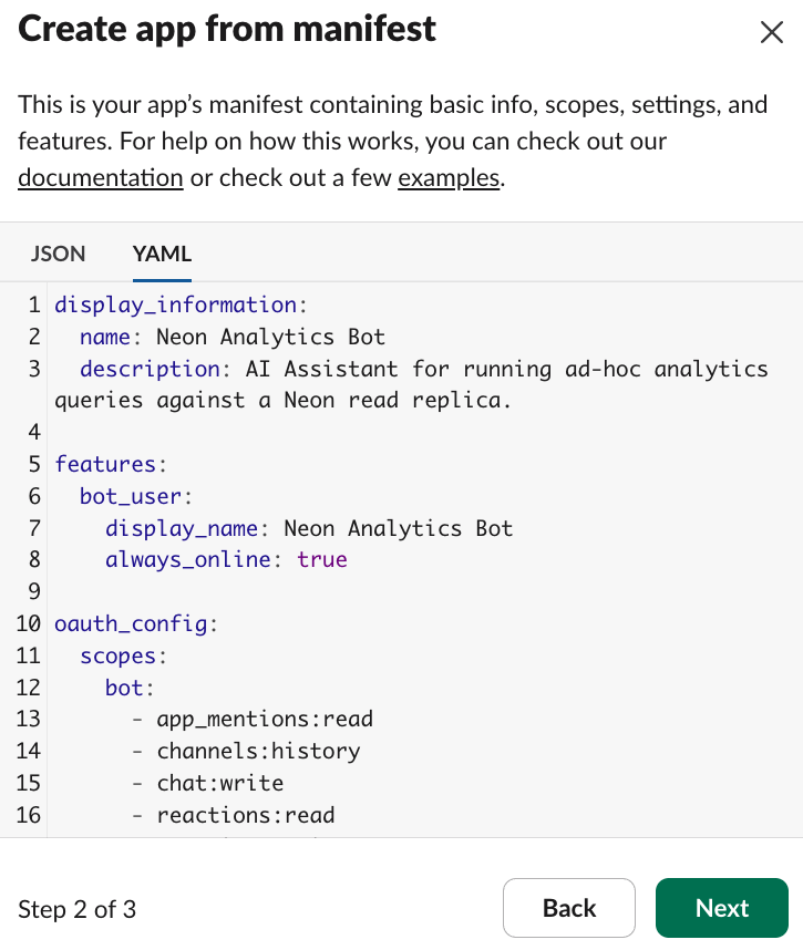Slack App Manifest