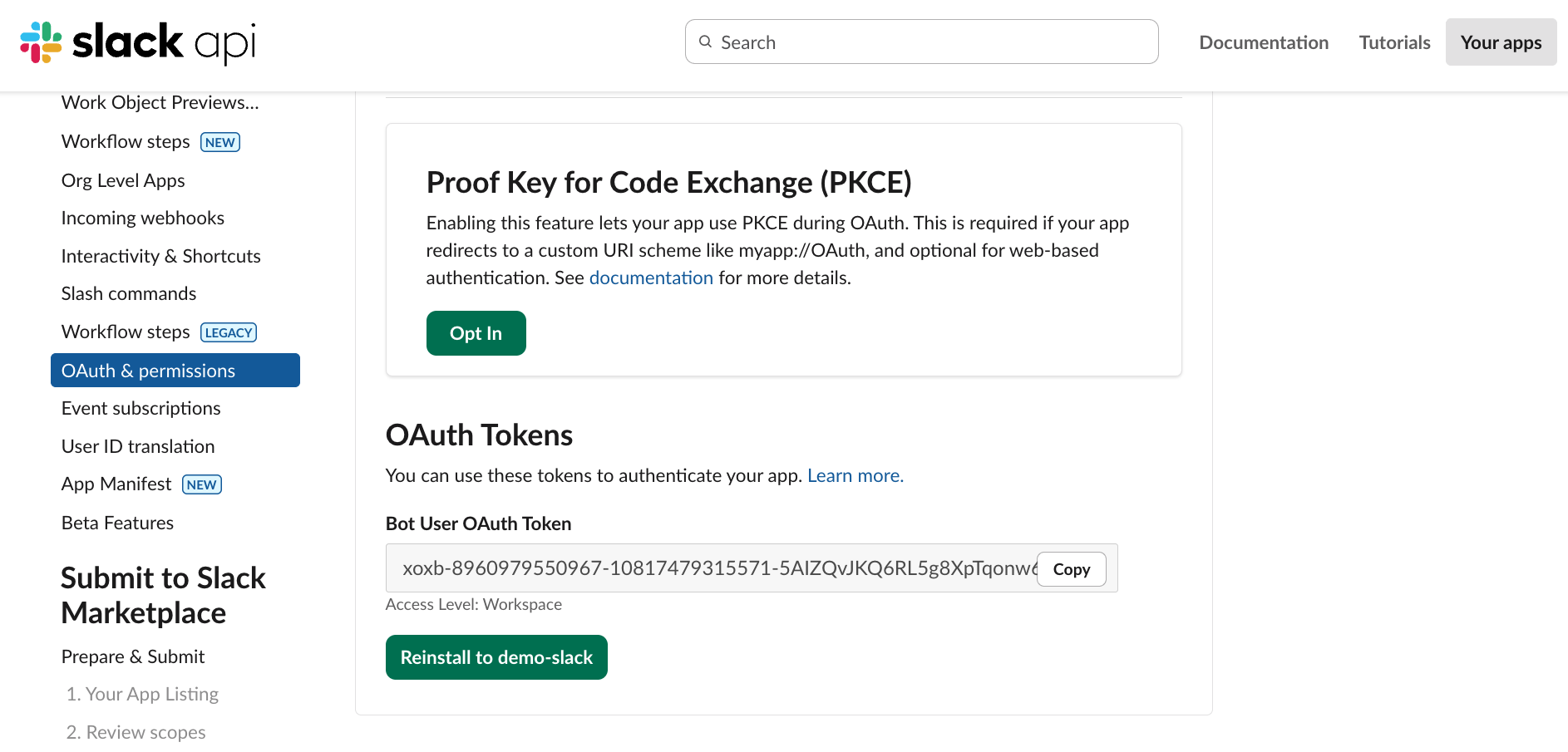 Bot User OAuth Token