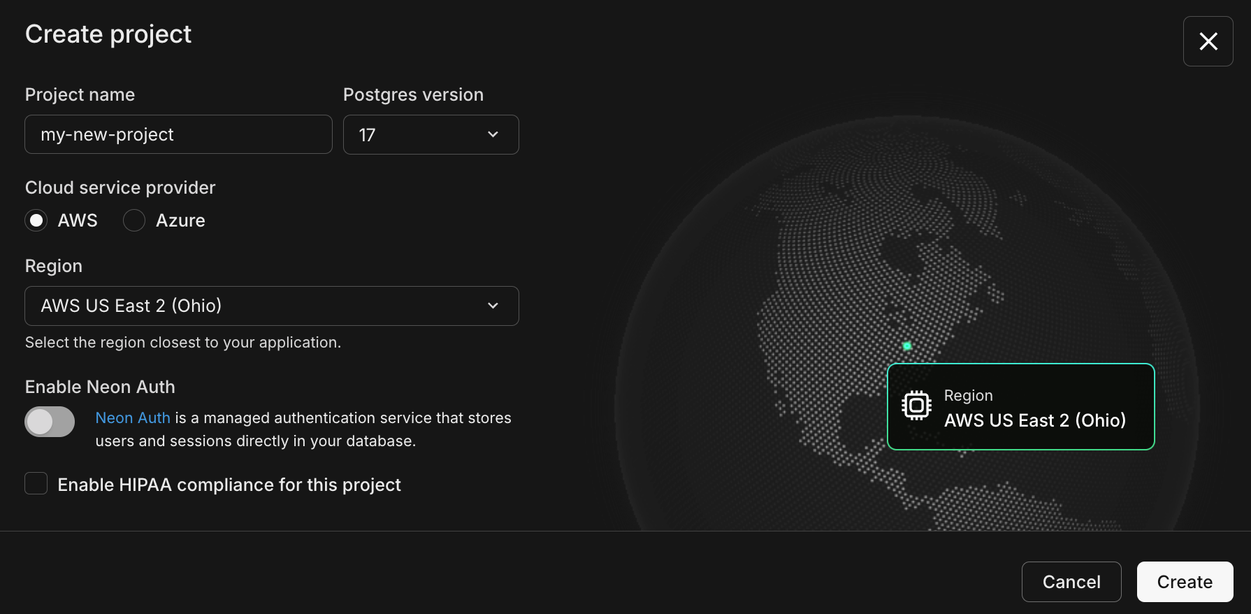 Import Data Assistant create project