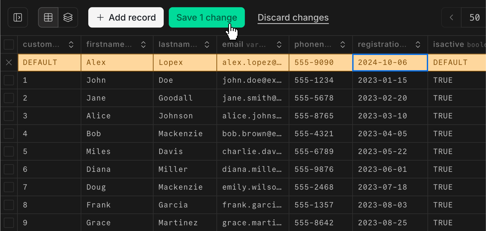 add record to table
