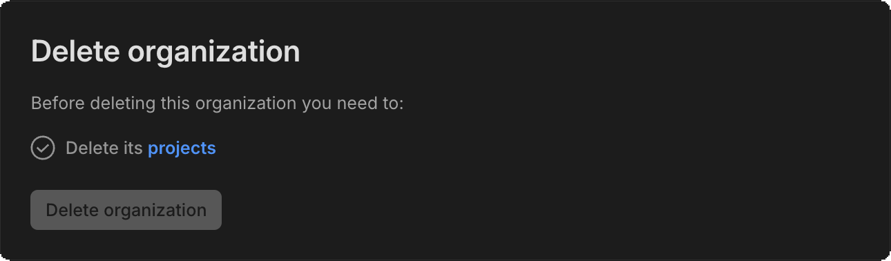 delete organization